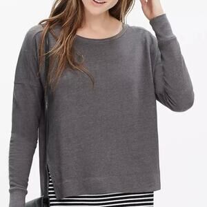 Madewell Soundwall Sweatshirt Dark Gray Size XXS High Low Hem Lightweight